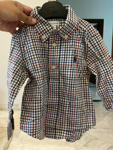 Ralph Lauren Button-Down CheckShirt For Boys / Size 12m